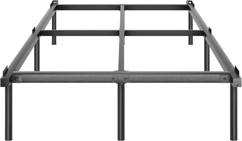 Photo 1 of Metal Bed Frame Queen Size - 14 Inch Rails Bedframe for Box Spring and Mattress Simple Required Base Sturdy Black