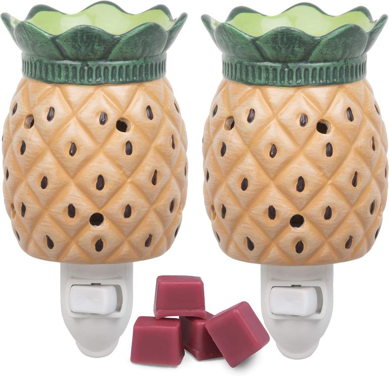 Photo 1 of D'Eco Plug-in Fragrance Wax Melt Warmers (2 Pk)- Electric Scented Tart, Oil & Candle Warmer w 4 Pineapple Guava Wax Cubes- Halogen Bulb Melts Wax & Fills Room w Fresh Scent-Holiday Christmas Gift Idea