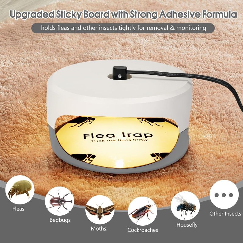 Photo 1 of Flea Traps for Inside Your Home, 2 Pack Flea Trap Light, Flea Traps Indoor for Home, Bed Bug Killer w/Sticky Pad Refills & Bulb, Odorless Insect Treatment Trap Catcher Pest Control for Pet