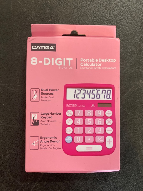 Photo 2 of CATIGA CD-8185 Office and Home Style Calculator - 8-Digit LCD Display - Suitable for Desk and On The Move use. (Pink)