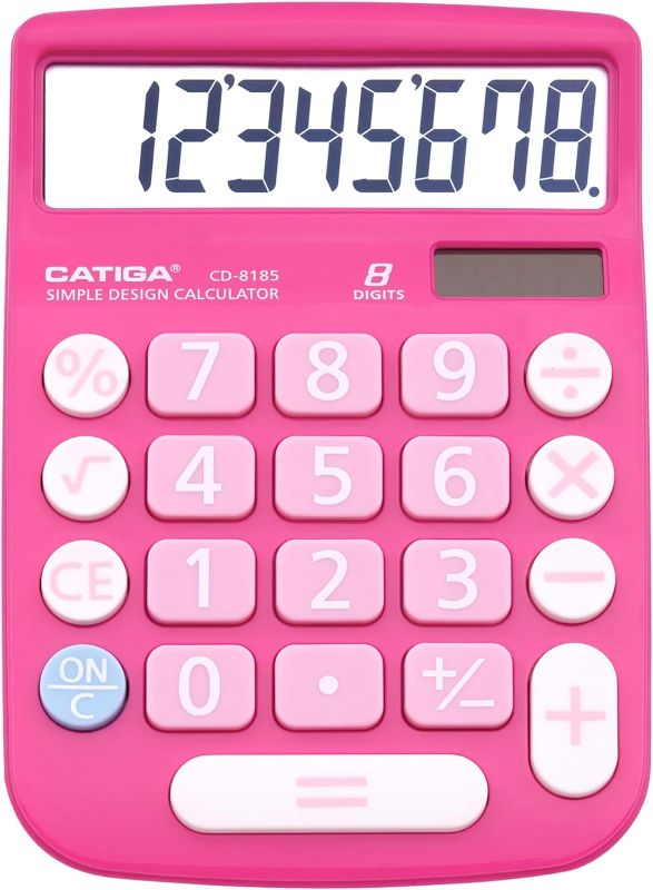 Photo 1 of CATIGA CD-8185 Office and Home Style Calculator - 8-Digit LCD Display - Suitable for Desk and On The Move use. (Pink)