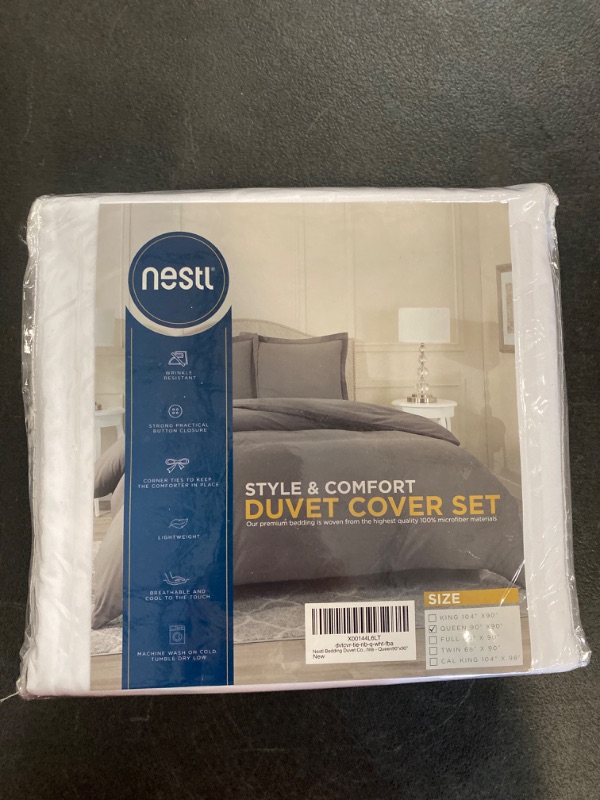 Photo 2 of White Nestl Soft Duvet Cover Set - 3pc Dbl Brushed Queen Size