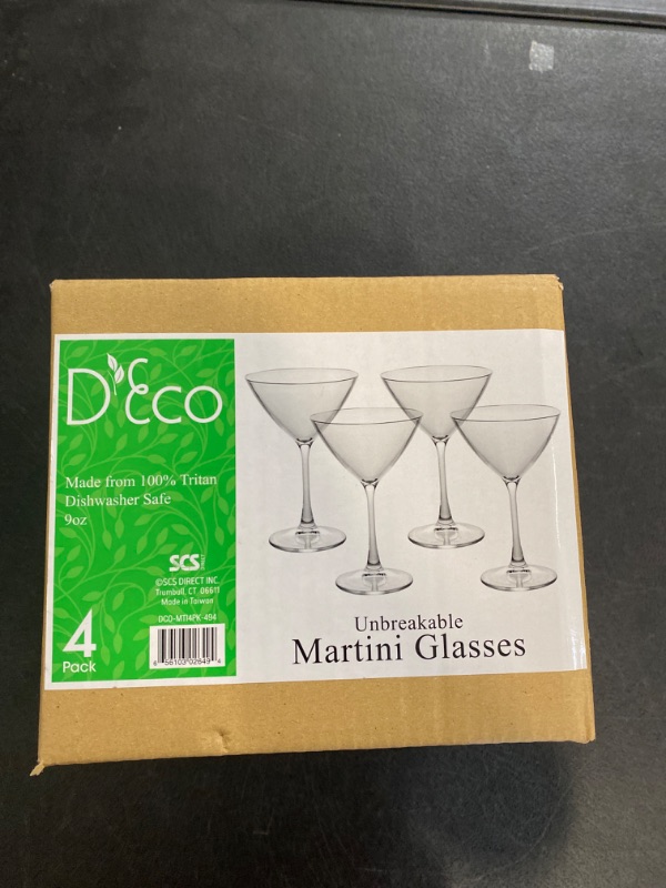 Photo 2 of D'Eco Unbreakable 9 oz Stemmed Martini Glasses (Set of 4) - Reusable Shatterproof Espresso & Dirty Martini Glasses - Perfect for Hosting Parties & Entertaining - Mixed Drink & Cocktail Glasses Set