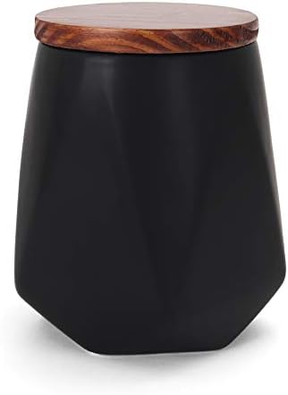 Photo 1 of Faceted Storage Canister - Food Storage Container for Kitchen Organization - Ceramic Kitchen Storage Containers - Kitchen Canisters - Kitchen Counter Organizers and Storage (Medium Black)