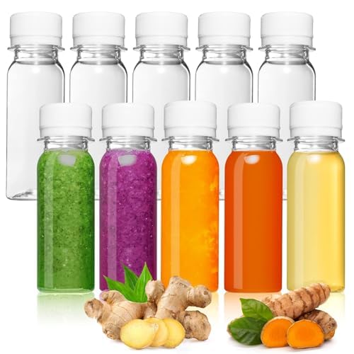 Photo 1 of Norcalway 2 Oz Small Plastic Bottles for Liquids - Ginger Shot with Caps, Wellness Juice Freezer Safe, Leak Proof, Food Grade 8 PACK