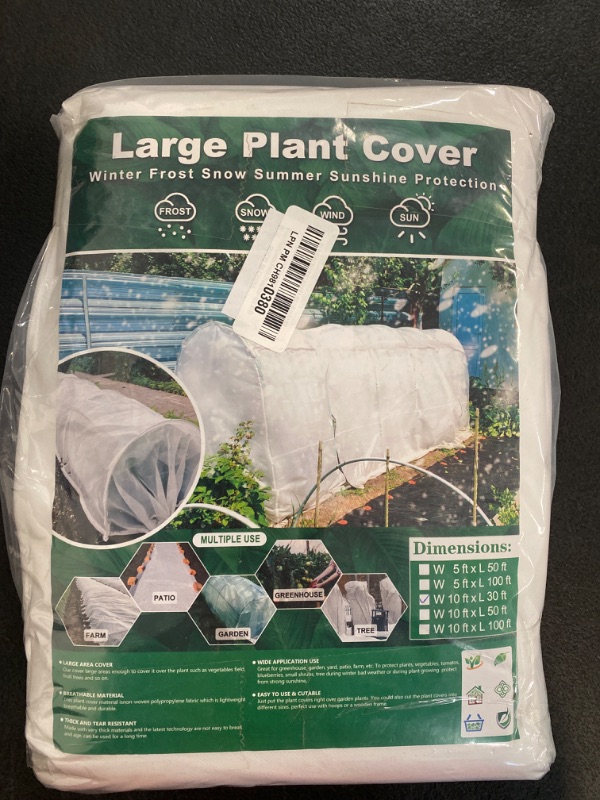 Photo 2 of Evoio Plant Covers Freeze Protection for Winter Frost Cloth Blanket Fabric Shade Row Cover for Garden Vegetables Outdoor Plant Tree Shrub Winter Frost Protection Sun Protection (10 x 30 Ft)