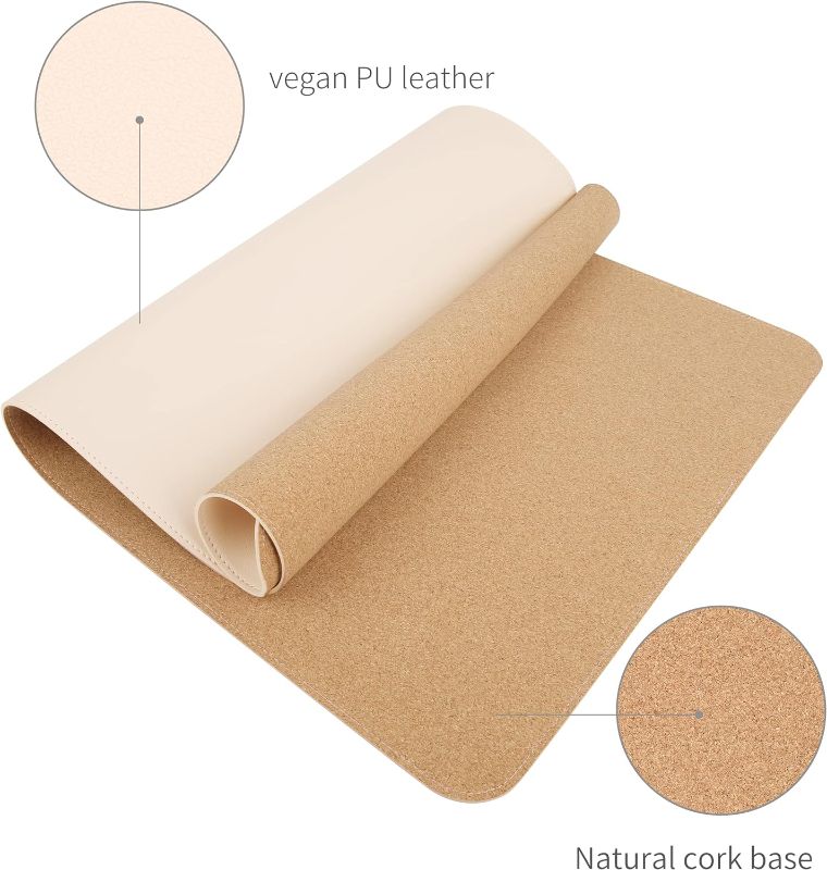 Photo 1 of RENMTURE Dual-Sided Desk Pad, Natural Cork & PU Leather Large Mouse mats for Office and Home Work, Desk Protector Non-Slip, Waterproof, Easy Clean