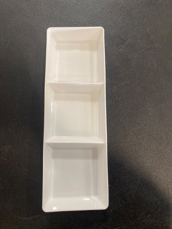 Photo 2 of Kichvoe White Tray White Tray Appetizer Serving Tray Ceramic Sauce Dish compartment sauce dish divided sauce dishes soy dipping bowls 3 Compartment Soy Japanese Soy Sauce Fruit Tray Fruit Tray