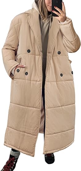 Photo 1 of Danedvi Womens Puffer Long Quilted Jackets Oversized Lapel Collar Winter Coats with Pockets