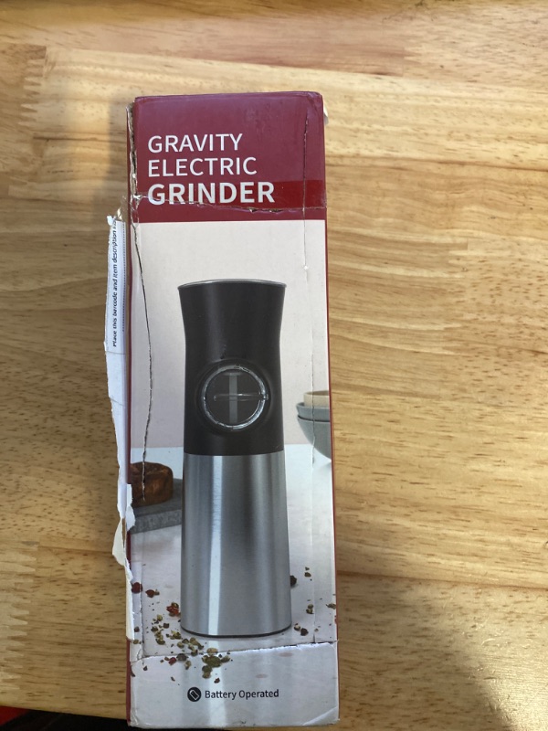Photo 2 of Electric Pepper Grinder,Automatic Gravity Salt and Pepper Mill with Led Light,Dustproof Cover,Peppercorn Grinder Battery Operated,Adjustable Coarseness,Refillable,One Hand Operation