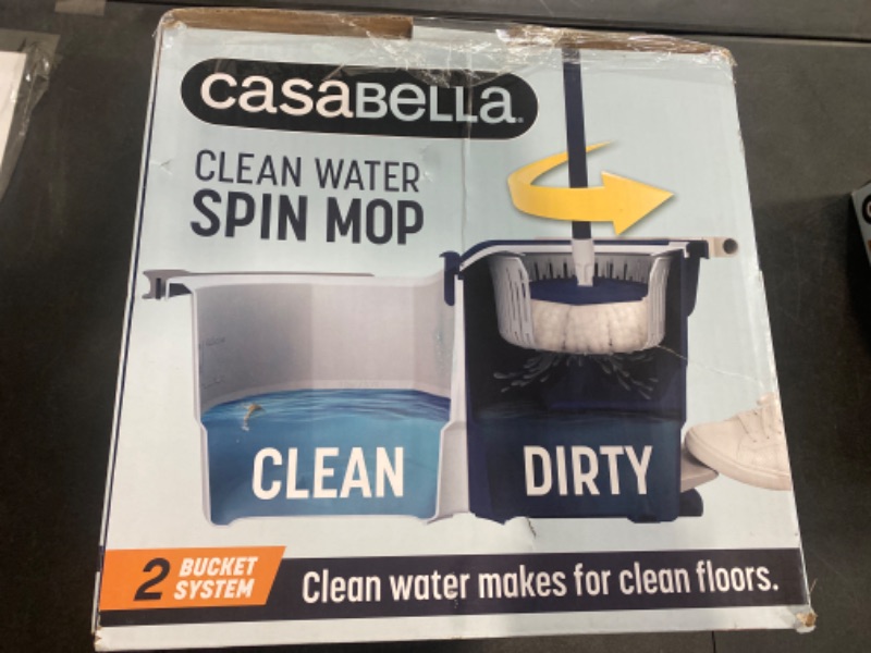 Photo 3 of Casabella Clean Water Microfiber Spin Mop with 2-Bucket System, Blue/White Missing Mop Head 