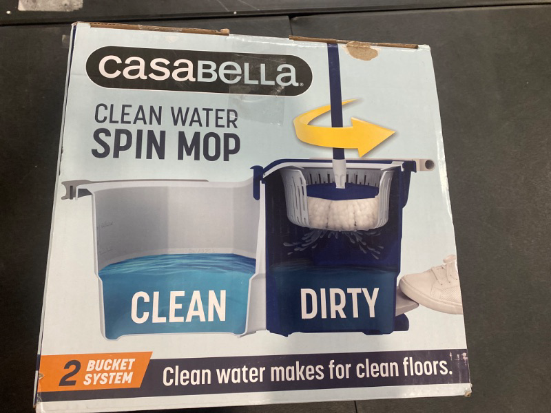 Photo 2 of Casabella Clean Water Microfiber Spin Mop with 2-Bucket System, Blue/White