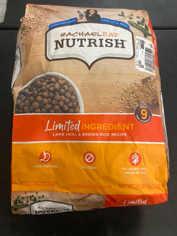 Photo 2 of Rachael Ray Nutrish Limited Ingredient Adult Dry Dog Food Lamb Meal & Brown Rice Recipe - 28lbs