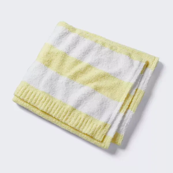 Photo 1 of Chenille Stripe Baby Blanket - Yellow and White Stripes - Cloud Island™