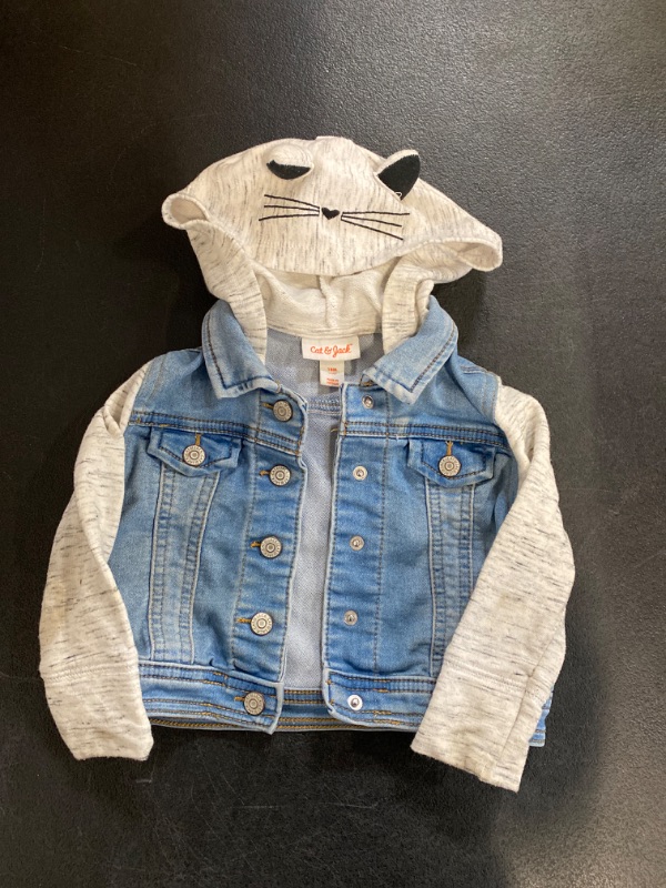 Photo 2 of Toddler Girls' Cat Hood Denim Jacket - Cat & Jack™ Medium Wash 18M