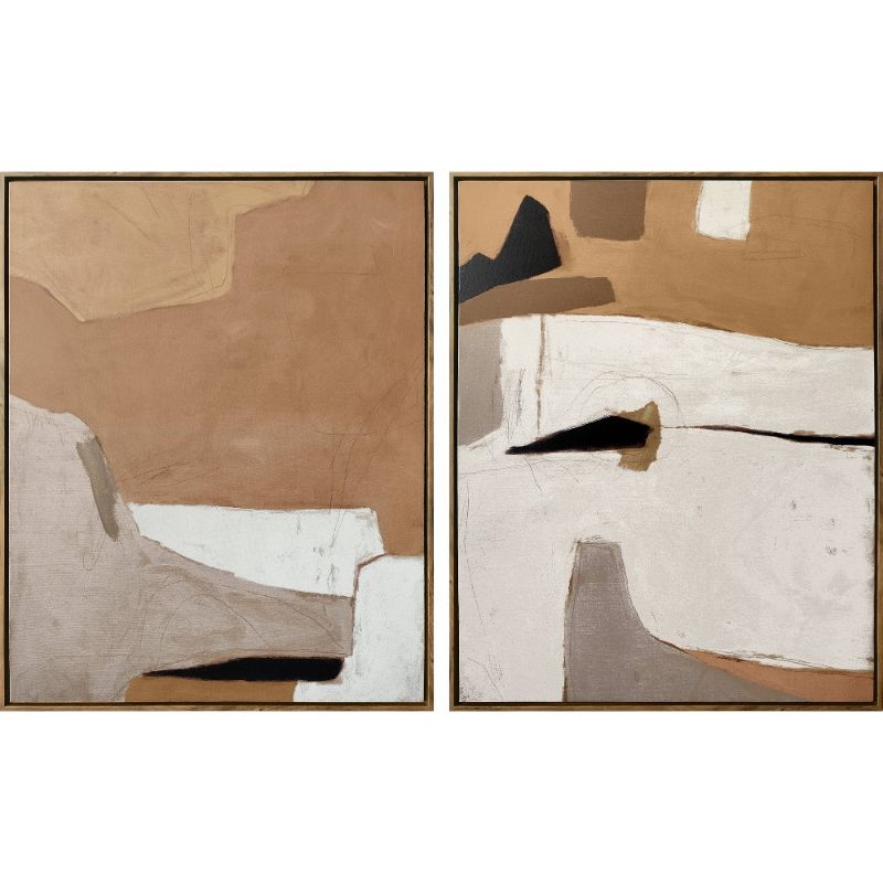 Photo 1 of (Set of 2) 24" X 30" Earth Abstract Framed Canvases Brown - Threshold™