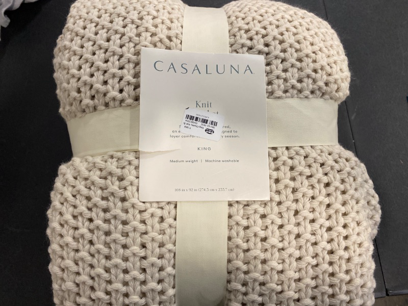 Photo 2 of King Chunky Knit Bed Blanket Natural - Casaluna™
