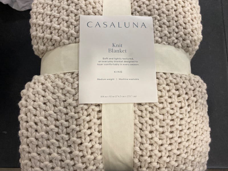 Photo 2 of King Chunky Knit Bed Blanket Natural - Casaluna™