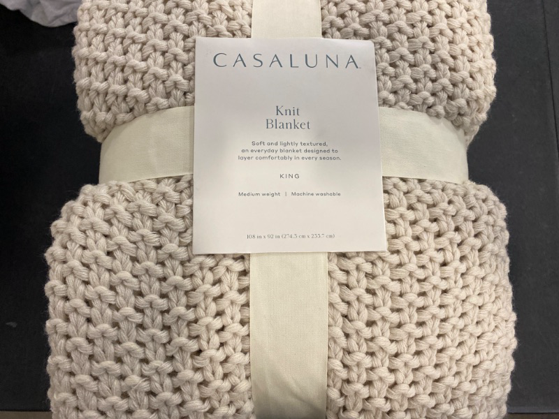 Photo 1 of King Chunky Knit Bed Blanket Natural - Casaluna™