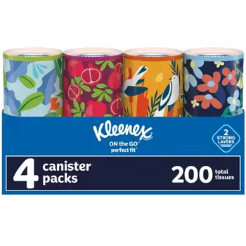 Photo 1 of Kleenex Perfect Fit Facial Tissues, Car Tissues, 50 Tissues per Canister, 4 Count(Canisters)
