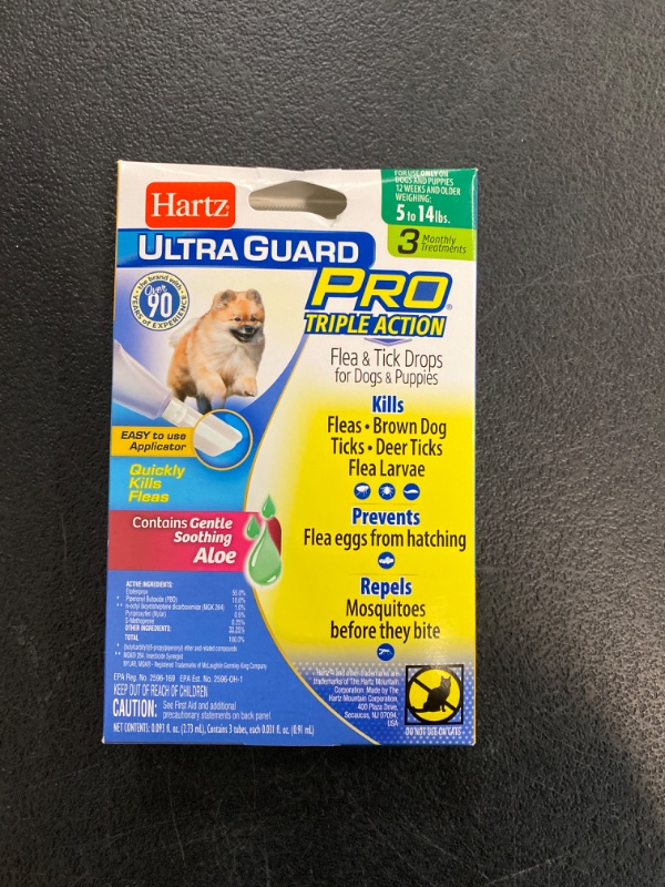 Photo 2 of Hartz Ultra Guard Pro Flea & Tick Treatment, for Dogs and Puppies, Weighing 5-14 lbs - 3 pack, 0.031 fl oz tubes