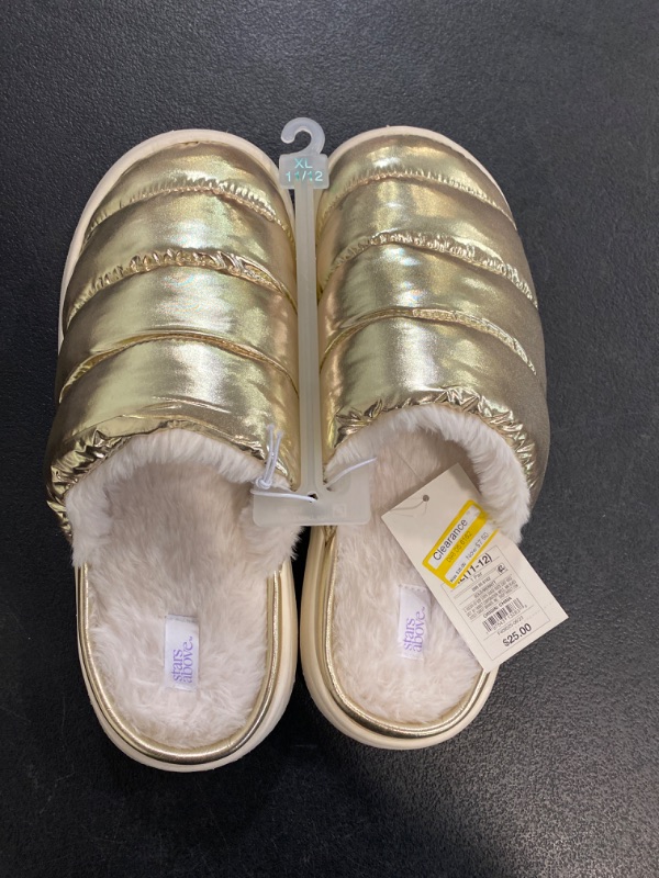 Photo 2 of Women's Merritt Platform Shine Scuff Slide Slippers - Stars Above™ Gold XL Size 11-12