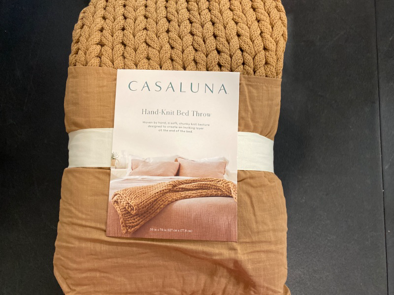 Photo 2 of 50"x70" Oversized Solid Bed Throw Warm Brown - Casaluna™