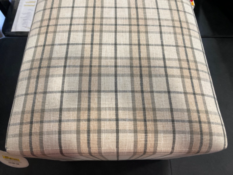 Photo 2 of Lynwood Square Upholstered Cube Ottoman Cream/Brown Plaid - Threshold™ Designed with Studio McGee