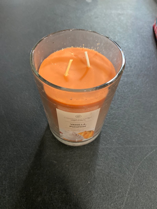 Photo 2 of 19oz Glass Jar 2-Wick Candle Vanilla Pumpkin - Home Scents by Chesapeake Bay Candle