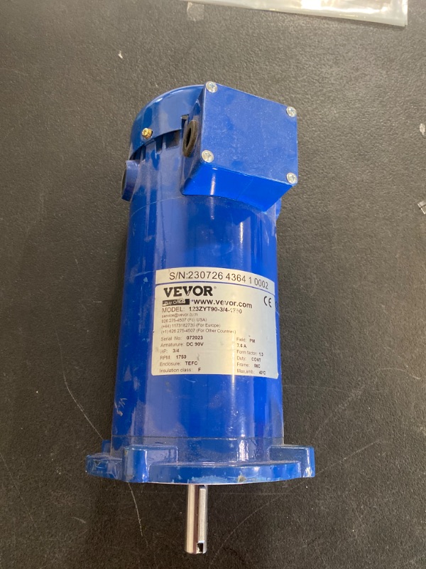 Photo 2 of VEVOR 3/4HP 90V DC Motor 56C Frame Rated Speed 1750RPM TEFC Permanent Magnet DC Motor