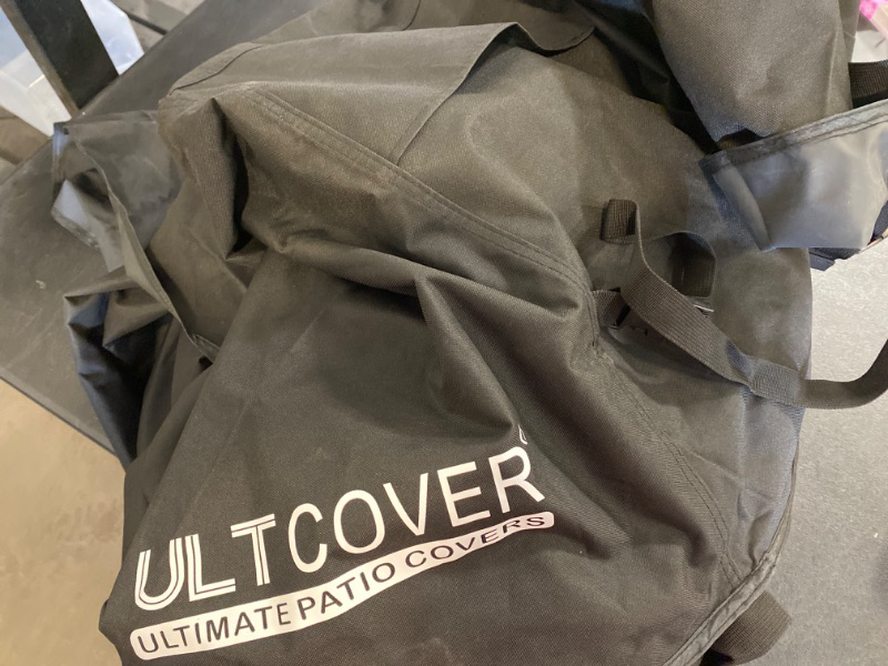 Photo 1 of ULTCOVER 600D Tough Canvas Durable Rectangular Patio Table and Chair Cover - Waterproof Outdoor General Purpose Furniture Covers 126Lx74Wx28H inch, Black