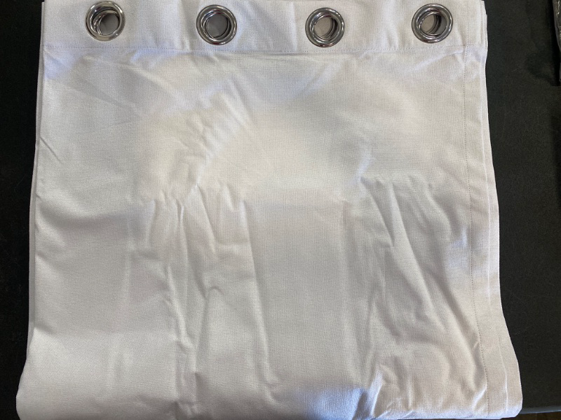 Photo 2 of 100% Blackout Curtains White Linen Curtains for Bedroom Grommet Thermal Insulated Room Darkening Drapes 