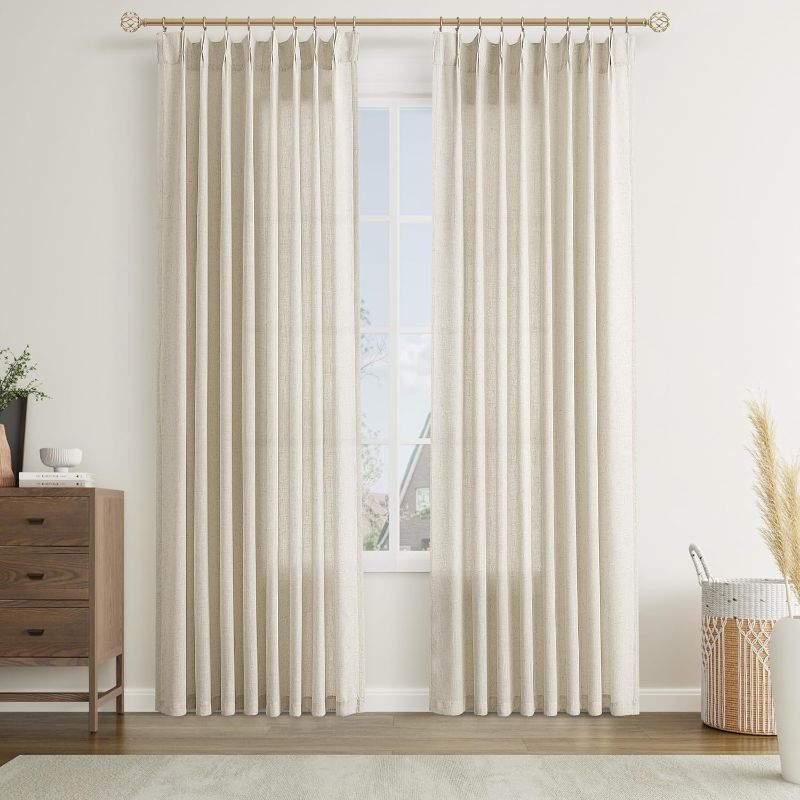 Photo 1 of Beige Window Curtains With metal hooks