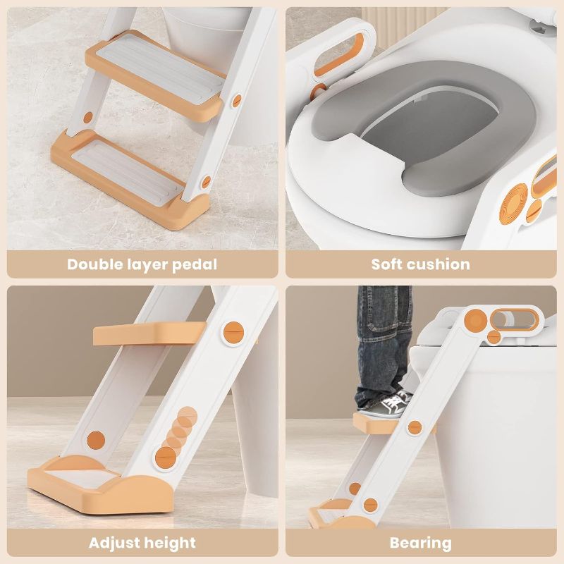 Photo 2 of CODOGOY Potty Training Toilet Seat with Wide Step Stool Ladder & Handles for Kids Toddlers - Height Adjustable