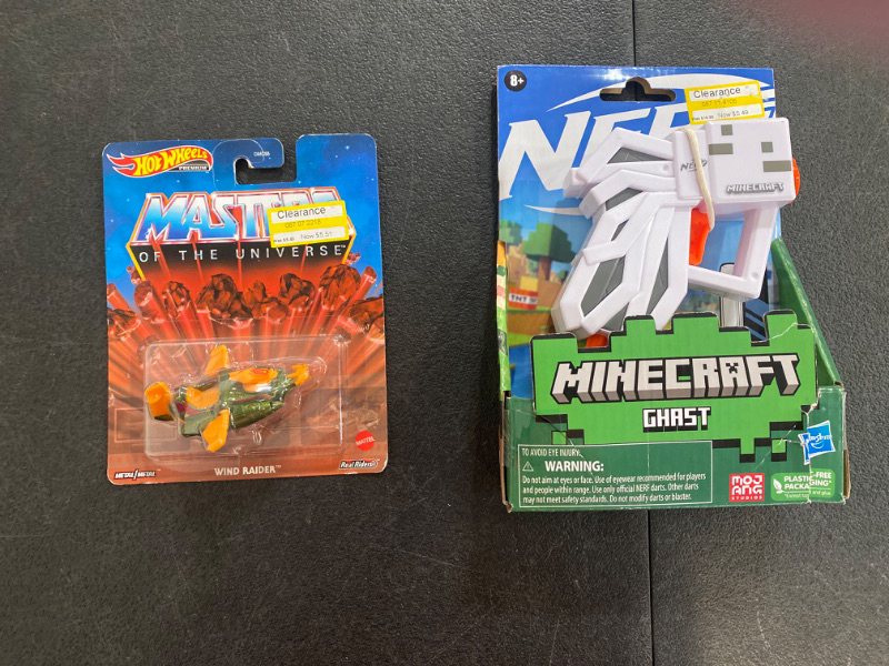 Photo 3 of 2 Piece Lot- NERF MicroShots Minecraft Ghast Mini Blaster, Includes 2 Official Elite Darts, Christmas Stocking Stuffers, Minecraft Ghast Mob Design / Hw Motu Wind Raider
