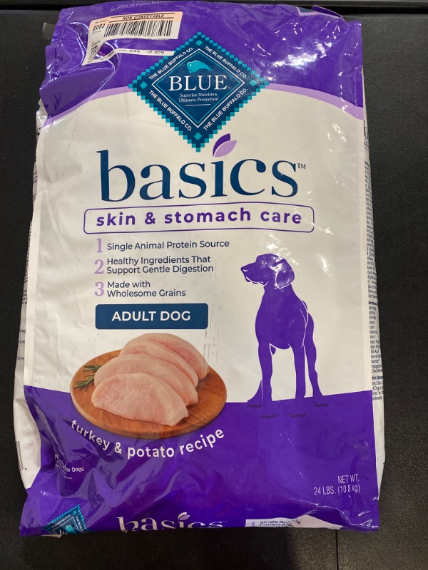 Photo 2 of 
Blue Buffalo Basics Skin & Stomach Care, Grain Free Natural Adult Dry Dog Food, Turkey & Potato 24-lb
