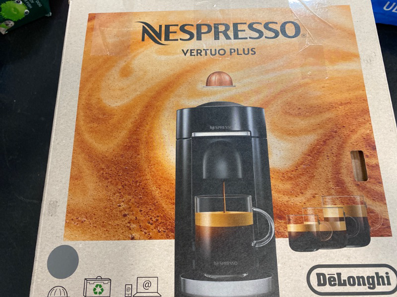 Photo 2 of Nespresso VertuoPlus Deluxe Coffee and Espresso Machine by De'Longhi, Titan, with Vertuoline Variety Pack Coffees included Machine + Capsule Set Gray