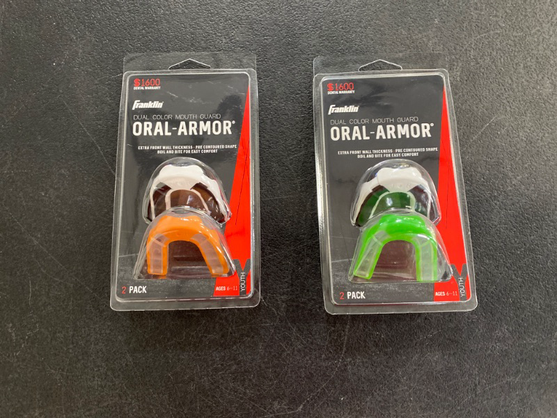 Photo 2 of 2 piece lot - 2x Franklin SportsORAL-ARMOR Dual Color Mouth Guard - 2 Pack