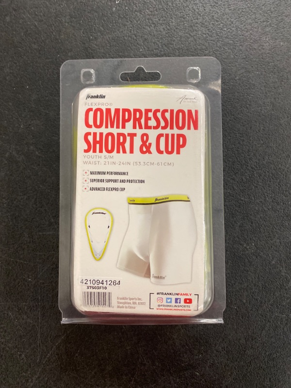 Photo 2 of Franklin Sports Youth Compression Short with Cup - S/M