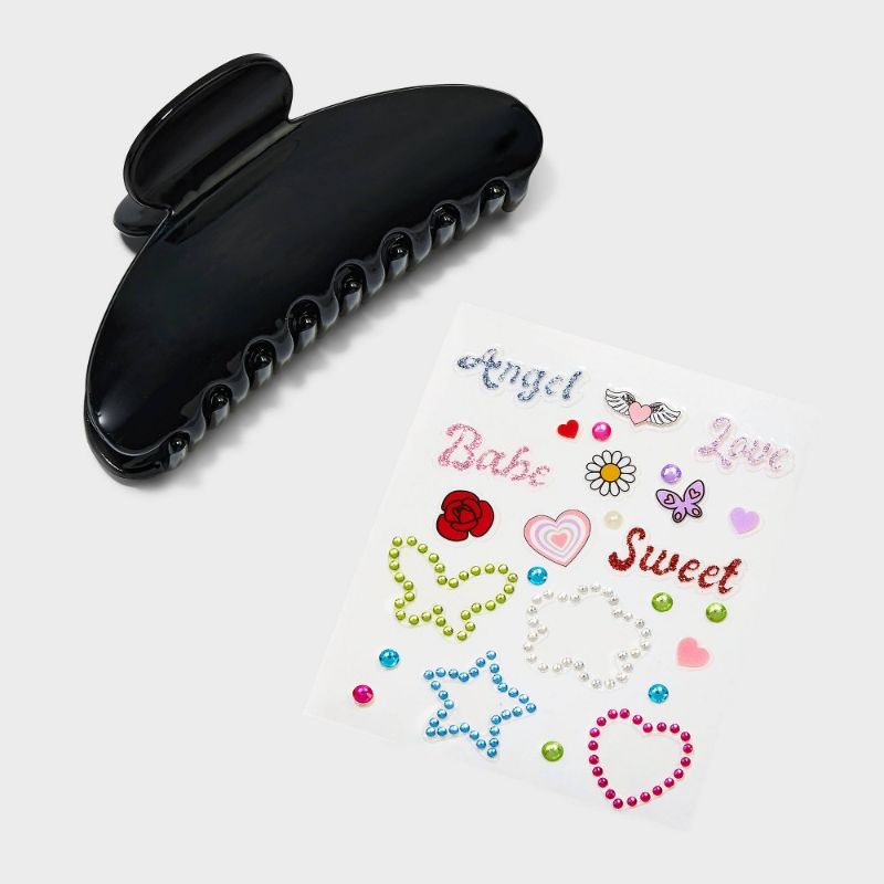 Photo 1 of DIY Claw Hair Clip Stickers Kit - Wild Fable™ Black