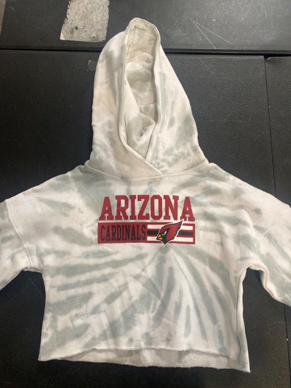 Photo 1 of (L) NFL Arizona Cardinals Girls' Gray Tie-Dye Crop Hooded Sweatshirt / size L