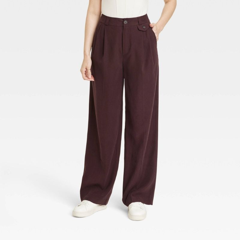 Photo 1 of Size 2 Women's High-Rise Relaxed Fit Full Length Baggy Wide Leg Trousers - a New Day™ 