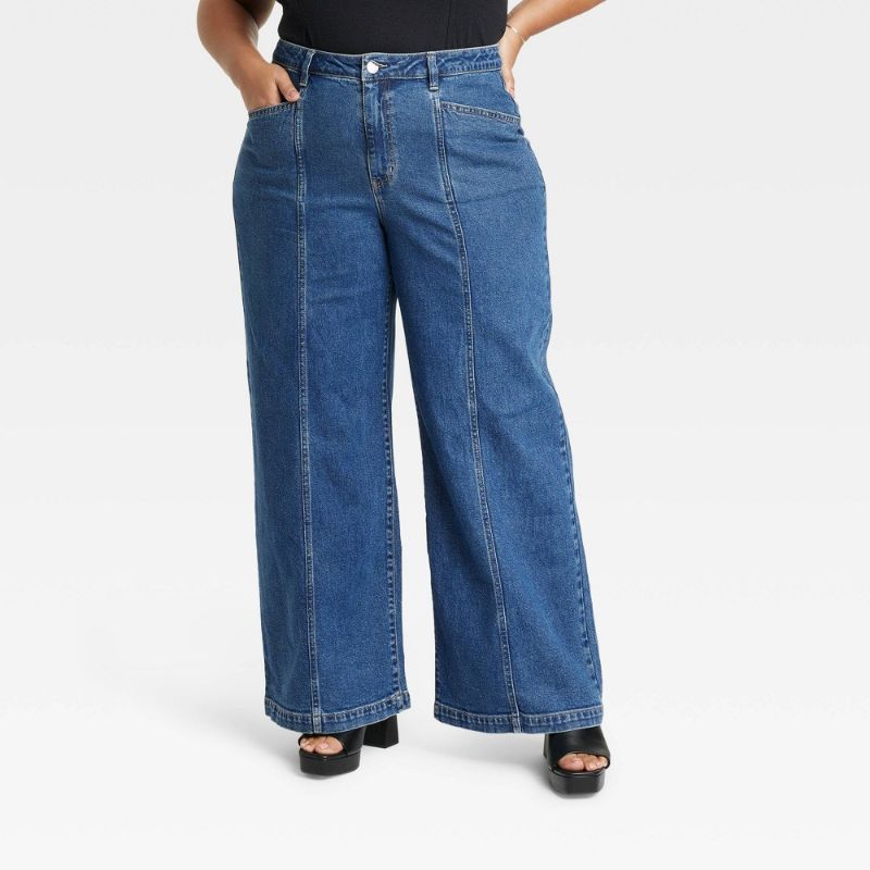 Photo 1 of Women's High-Rise Wide Leg Jeans - Ava & Viv™ Medium Wash 24