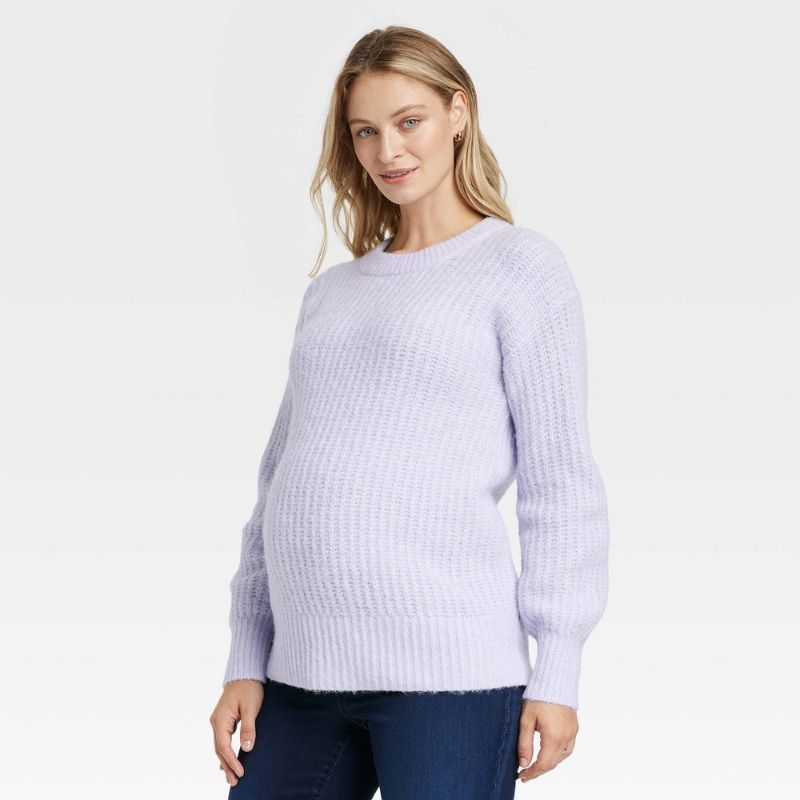 Photo 1 of Cozy Statement Crew Neck Maternity Sweater - Isabel Maternity by Ingrid & Isabel™ Lavender M