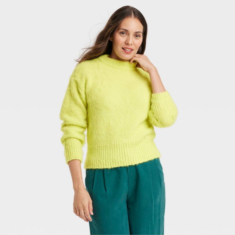 Photo 1 of Women's Crewneck Brushed Pullover Sweater - a New Day™ Lime XS