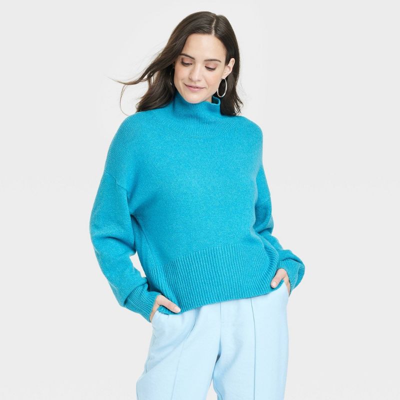 Photo 1 of Women's Mock Turtleneck Pullover Sweater - a New Day™ Blue M