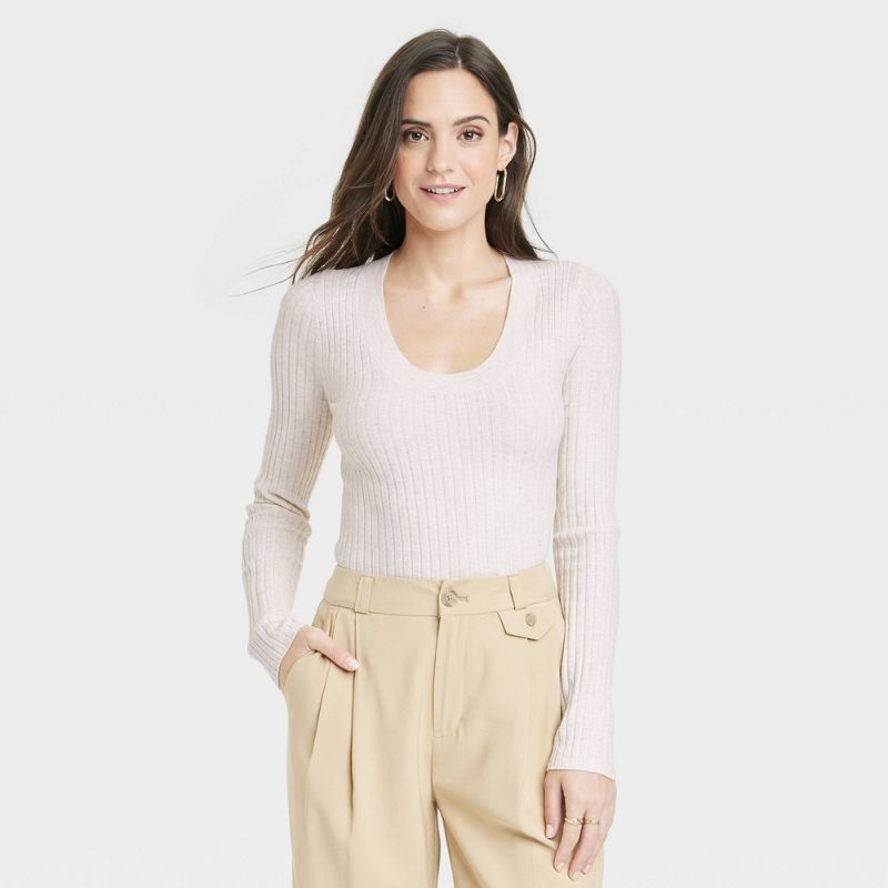 Photo 1 of Women's Fine Gauge Scoop Neck Sweater - a New Day™ Oatmeal XL