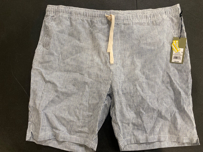 Photo 1 of NWT Men's Goodfellow & Co. Blue Striped Linen Blend Drawstring 8” Shorts XL