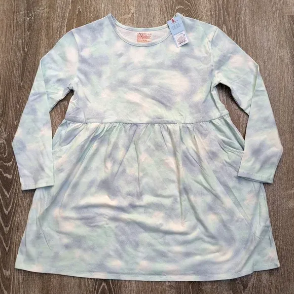 Photo 1 of NWT Cat & Jack Pastel Blue Tie Dye Dress Size Girls X-Large