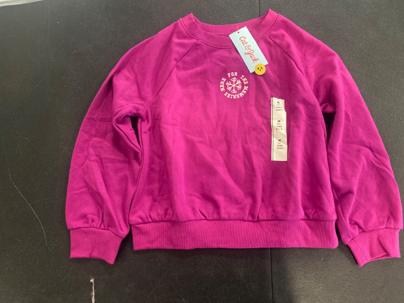Photo 2 of Girls' Crew Neck French Terry Pullover Sweatshirt - Cat & Jack™ Magenta Pink M